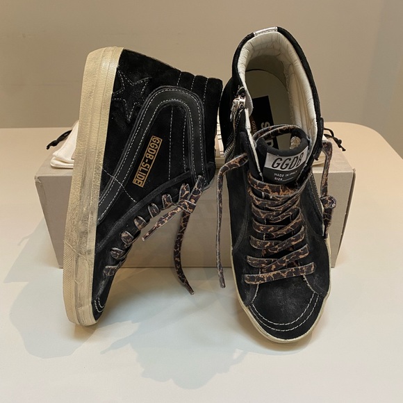 Golden Goose Slide Sneaker in Black Suede/Silver sz 38 New in Box - Picture 12 of 15